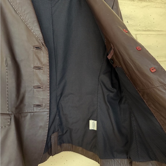 Faconnable Dark Brown Lambskin Leather Blazer - Picture 6 of 7